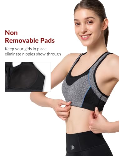 Image of Yvette Sports Bras for Women High Impact Support Racerback Sports Bra Plus Size No Underwire for Running Workout