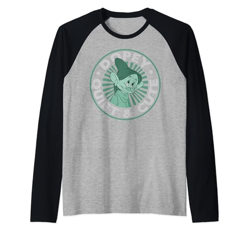 Disney Snow White Dopey Quiet & Cute Raglan Baseball Tee, Black