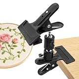 Portable Metal Embroidery Hoop Stand Holder, Rotated Embroidery Hoops Stand Table Clip, Black Cross Stitch Hoop Holder for Most Size/Shape Embroidery Needlework Hoops