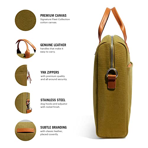 Image of DailyObjects Unisex City Compact Fleet Canvas Laptop Messenger Bag with Leather Handles and Adjustable Straps | Zip Closure with Slip Pockets and Large Storage For 14 Inch Laptops
