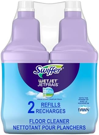 Swiffer WetJet Recharge de solution de nettoyage pour sol multi-surfaces avec la puissance de Dawn, parfum frais de fenêtre ouverte, 2 pièces, 1,25 l chacune