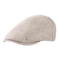 TOP-EX 100% Leinen Schiebermütze Herren Baskenmütze Mütze UPF 50 Sonnenschutz Sonnenhut Sommer Schirmmuetze Newsboy Cap 95557_Beige XXL extra groß
