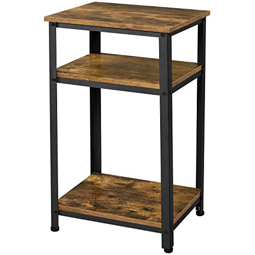 Yaheetech Tall End Table, 30 in Industrial Side Table with Strong Wooden Shelves, Slim 3-Tier Telephone Table with Metal Frame for Living Room, Small Places - Rustic Brown Yaheetech Tall End Table, 30 in Industrial Side Table with Strong Wooden Shelves, Slim 3-Tier Telephone Table with Metal Frame for Living Room, Small Places - Rustic Brown