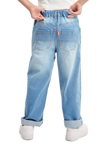 Image of olele Girls Super Jeans Collection for 4-14 Yrs | Stretchable Cotton Denim Trousers | Blue Jeans for Kids | Baggy Denim Pants | Cargo Pants for Girls