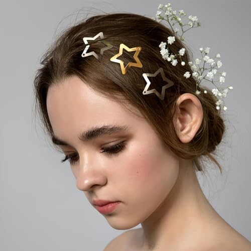 Junebrushs 510-6189 Star Hair Clips, 30 Pcs Silver And Golden Star Hair Accessories Metal Non Slip Hair Barrettes thumb #4