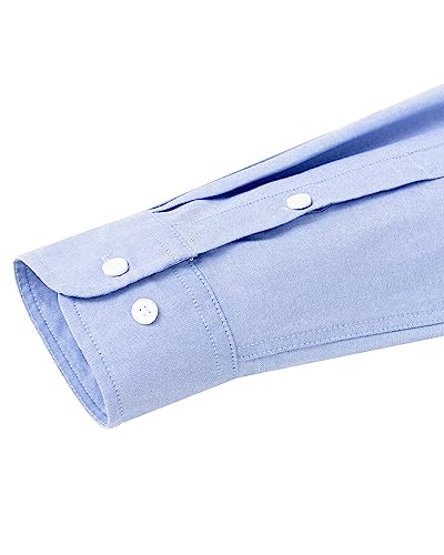 Image of Alimens & Gentle Mens Solid Oxford Shirt Long Sleeve Dress Shirt Work Casual Button Down Shirts with Pocket