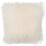 SLPR Mongolian Lamb Fur Throw Pillow Cover (16'' x 16'', Natural) | Real Fur Decorative Cushion Cover Pillow Case for Living Room Bedroom