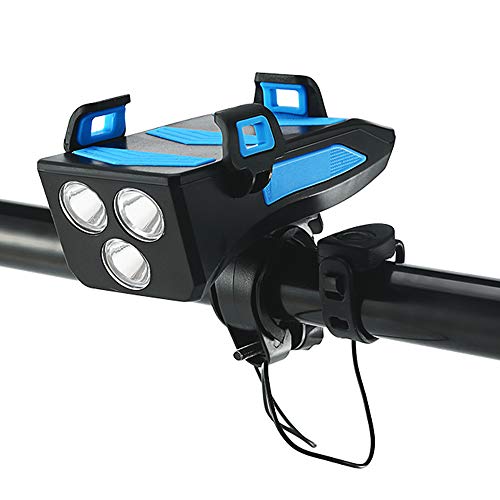 Suporte de Celular para Bicicletas com Luz LED, USB Regarregavél - preto