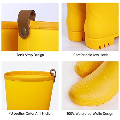 Women's Mid Calf Rain Boots Waterproof Lightweight Garden Shoes, Yellow #TOP3