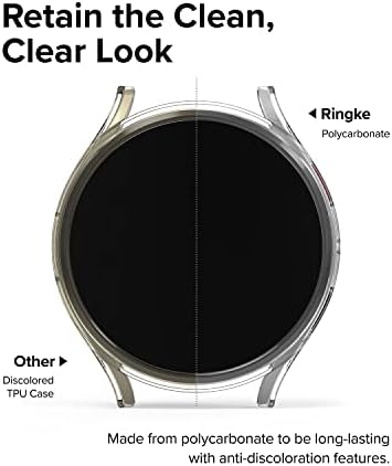 Ringke Slim Case [2 Pack] Compatible with Samsung Galaxy Watch 5 44mm, Watch5 Bezel [Frame Only] Premium PC Hard Thin Cover - Clear & Black