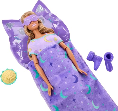 Muñeca Barbie con accesorios y sorpresas nocturna miniatura 5