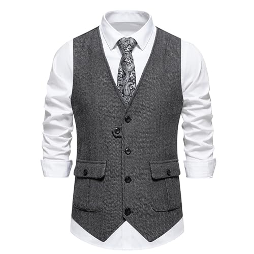 Gilet en tweed pour homme en laine à chevrons pour mariage élégant