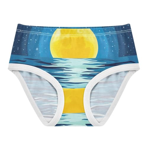 Minimalist Night Ocean Scene Moon Girls Underwear Toddler 2t Cotton Panties for Girl Artistic Kids Undies Briefs - Main Image