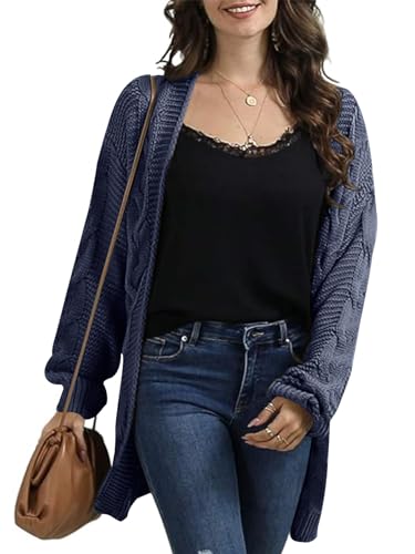 Image of Womens Oversized Chunky Open Front Cardigan Sweaters Cable Knit Long Sleeve Cardigans Outwear Coats