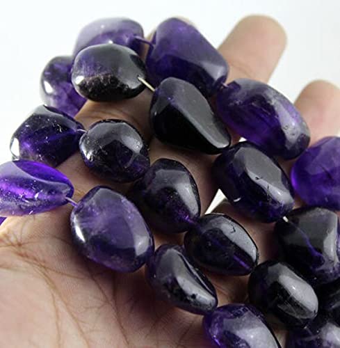 Améthyste naturelle en perles nuggets lisses 17x25mm pour création de bijoux DIY