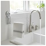 T.R.Sani Absaugbarer Schwenk-Tuchhalter – Edelstahl Handtuchhalter für Küche & Bad, Bohrfreie Saugnapf-Montage, 180° drehbar, Silber