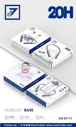 Image of ONE 7 Bluetooth Neckband Up to 20Hrs Playtime Wireless Headphones with Mic Lightweight Magnetic Buds, Gaming Mode10mm Drivers. (Black)