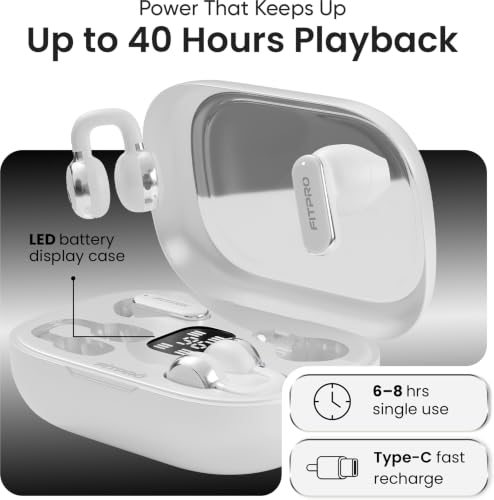 Image of FitPro Q10 Sport Earhook TWS Earbuds, Bluetooth 5.4, Bluetooth (White, True Wireless)