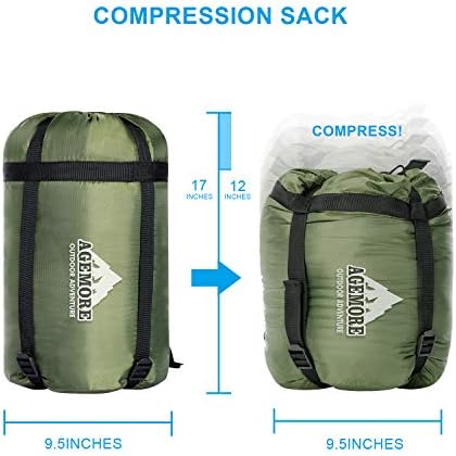Agemore Mummy Sleeping Bag with Graphite heating plate, Compression Sack for 3-4 Season Lightweight, Water Resistant & Warm for Camping, Hiking, Traveling and OutdoorsPower bank NOT included