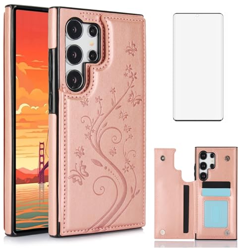 Coque Samsung Galaxy S25 Ultra Asuwish YHSKCK Or Rose antichoc avec support