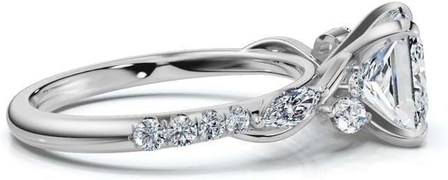 1-5 CT Moissanite Engagement Ring For Women Accents Moissanite Engagement Ring in 10K/14K/18K White gold And 925 Sterling Silver Wedding & Proposal Jewelry