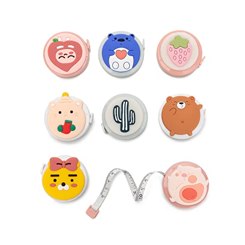 Agirlvct 8 Pack Tape Measure Retractable, Mini Measuring Tape, 60-Inch 1.5 Meter Soft Body Tailor Sewing Measuring Ruler,Cute Craft Cloth Tape Measure Ruler Business Gift for Kids Mother Knitting