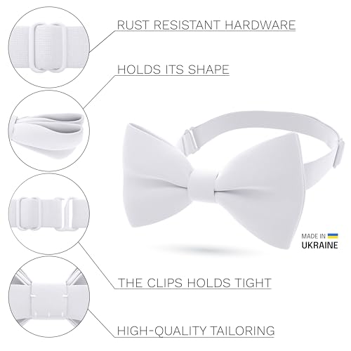 Image of Bow Tie House Mens Bowties Pre-tied Shape Clip on Bowtie Solid Men Formal Wear for kids, baby boys, toddler any age bow ties