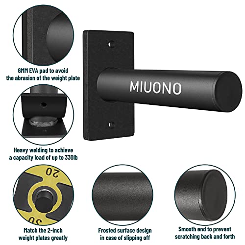 Miuono Weight Plate Holder, Wall Mounted Weight Rack Storage For 2" Olympic Weight Plate, 4 Pack Home Gym Organizer #TOP3