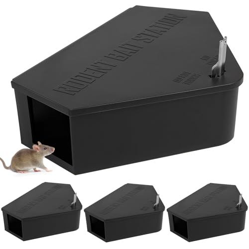 Anblak 4 Pack Rat Station Box with Keys, Rodent Station