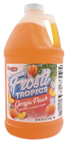 Snappy Frosti Tropics Georgia Peach Slushy Mix, Slushie Syrups for Machine, Granita Slushy Syrup, Kid Slushie Machine Mix, Slushy Mix For Frozen Drink Machine, 1/2 Gallon