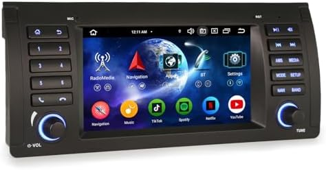 Erisin 8-Core 4GB RAM+64GB ROM Android 14 Car Stereo GPS Sat Nav for BMW X5 E53 7 Inch IPS Touch Screen Car Radio Supports Wireless CarPlay Android Auto DSP DAB+ Bluetooth 5.0 OBD2 WiFi 4G Canbus