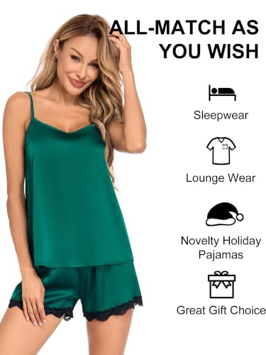 Image of COLORFULLEAF Satin Pajama Set for Women Sexy 2 Piece Silk Cami Pjs Sets