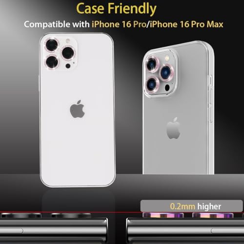 Image of Diamond Mobile Camera Lens Protector Compatible for iPhone 16 Pro & iPhone 16 Pro Max Pink