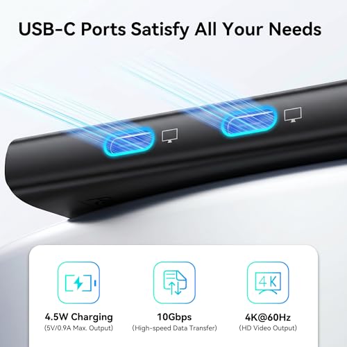 Image of USB C to USB C Hub Dual Monitor, USBC Splitter with 4K@60Hz DP Alt Mode Video Output, 10Gbps Data Transfer, 100W PD Charging, Dual Monitors Adapter for Laptop, Portable Monitor and More Type C Devices | USB C Video Splitter Multiport Adapter,10Gbps USB3.1 Data Transfer, 100W PD for Portable Monitor and More Type-C Devices