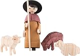 ulmik winterkinder lackiert  ULMIK Hirte mit 3 Schafen gebeizt - 7 cm