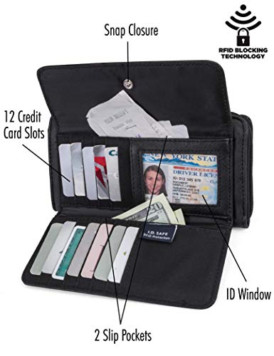 Nautica Bulk Cargo Womens Rfid Wallet Clutch Zip Around Organizer (Black) #TOP1