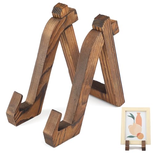 kclkda Plate Stand for Display, Plate Holder Tabletop Picture Stand to Display Photo, Decorative Plates Dish and Tabletop Art, Picture Frame Stands Wooden Plates Stands for Weddings Home Decoration