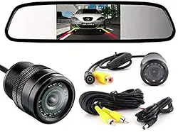 Kit Espelho Retrovisor Com Tela E Câmera De Ré Com 10 Led