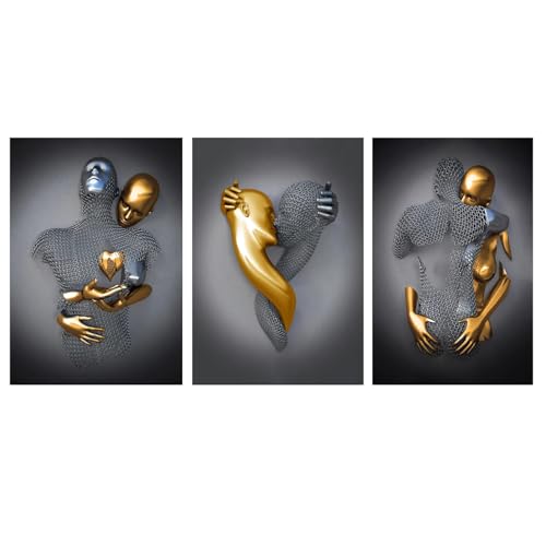 Art abstrait sur toile effet 3D triptyque grand format pour intérieur chic