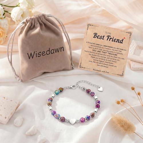 Image of Gifts for Women & Girl, Healing Natural Stone Beads Heart Bracelets with Quote Card, Back to School Valentines Mothers Day Graduation Christmas Birthday Gifts