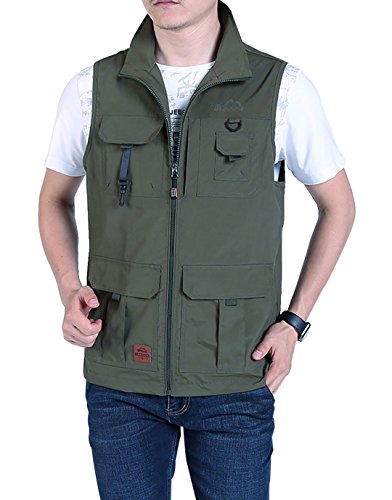 Gihuo Men's Casual Outdoor Stand Collar Lightweight Quick Dry Travel Softshell Vest Outwear