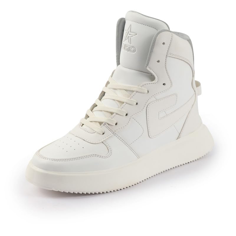 Image of FAUSTO Men's High Top Chunky Classic Lace Up Sneakers|High Ankle Sneakers with Memory Cushion|Lightweight All Day Sneakers