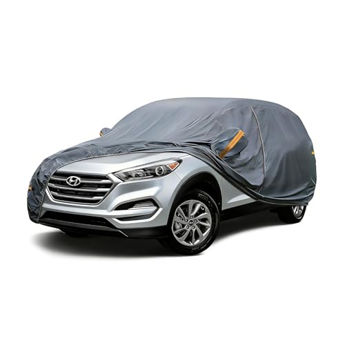 Image of Coverlex All-Weather Car Cover Custom Fit for Hyundai Tucson 2005-2026 | Waterproof, Heavy Duty, Cotton Liner, Paint Protection, Rain Snow UV Proof, Driver Door Zipper, Windproof Straps, Storage Bag