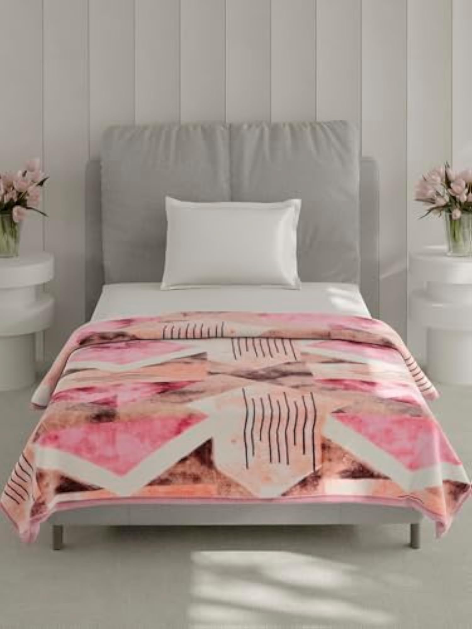 Single Bed Winter Blanket, 625 GSM, Baby Pink