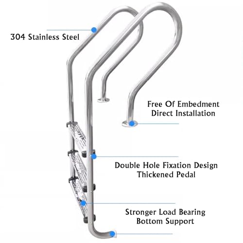 Escalera para Piscina de 3 Peldaños en Acero Inoxidable miniatura 3