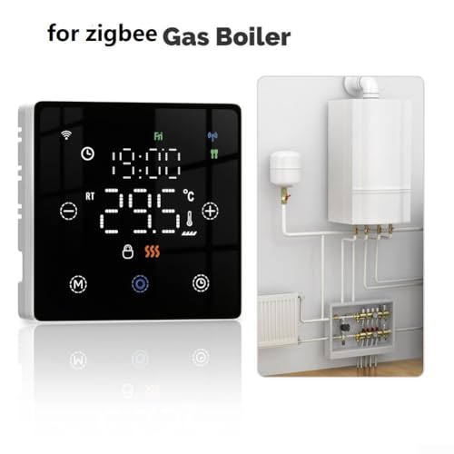 Thermostat programmable Zigbee Tuya noir pour réguler le chauffage par la voix