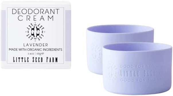 Little Seed Farm All Natural Deodorant Cream, Aluminum Free Deodorant for Women or Men, 2.4 Ounce - Lavender + Pastel Purple Jar Sleeves