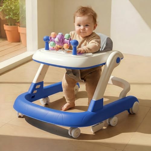 Image of StarAndDaisy Baby Walker for 6-18 Month Baby Boy & Girl /Height Adjustment, Musical Tray & Speed Control /Baby Walker for Kids with Safety Wheels and Comfortable Seat -Blue