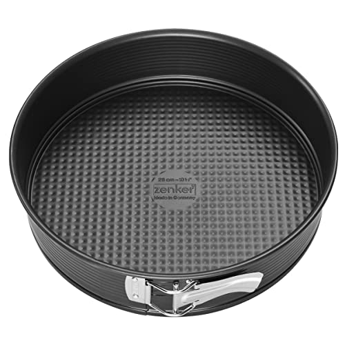 Zenker Springform Ø 28 cm, Backform mit Antihaftbeschichtung, runde Kuchenform mit Flachboden (Farbe: schwarz), Menge: 1 Stück