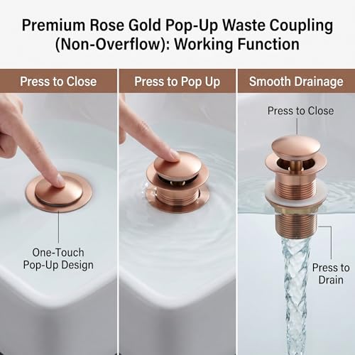 Image of InArt Waste Coupling for Wash Basin /Pure SS 5 inch Drain Out let System Full Thread Half-Cap Pop up Coupling for Wash Basin Accessories (Rose Gold - Pack of 1)